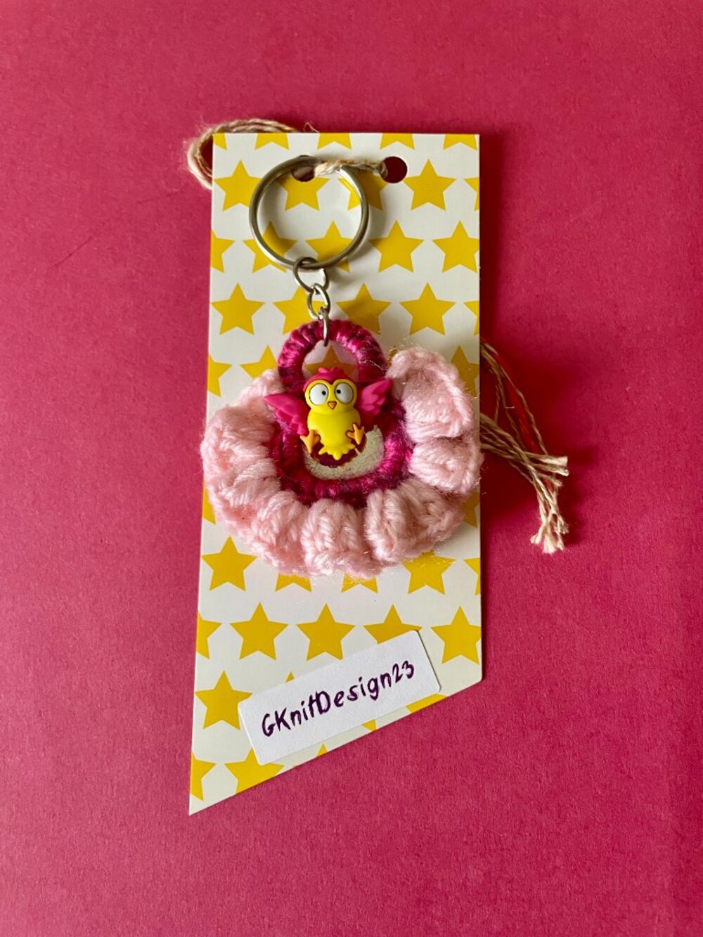 Handmade Bag Charm, Crochet Keychain Charm, Happy Dock Charm